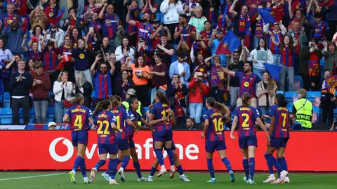 Las jugadoras del Barça celebran un gol de Pajor Las jugadoras del Barça celebran un gol de Pajor