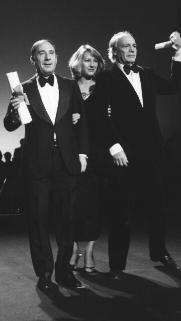 Francisco Rabal, Nathalie Baye y Alfredo Landa en Cannes en 1984