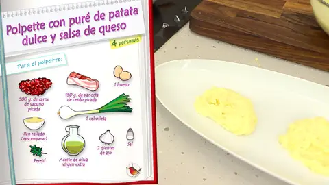 Ingredientes Polpette con puré de patata dulce y salsa de queso Ingredientes Polpette con puré de patata dulce y salsa de queso