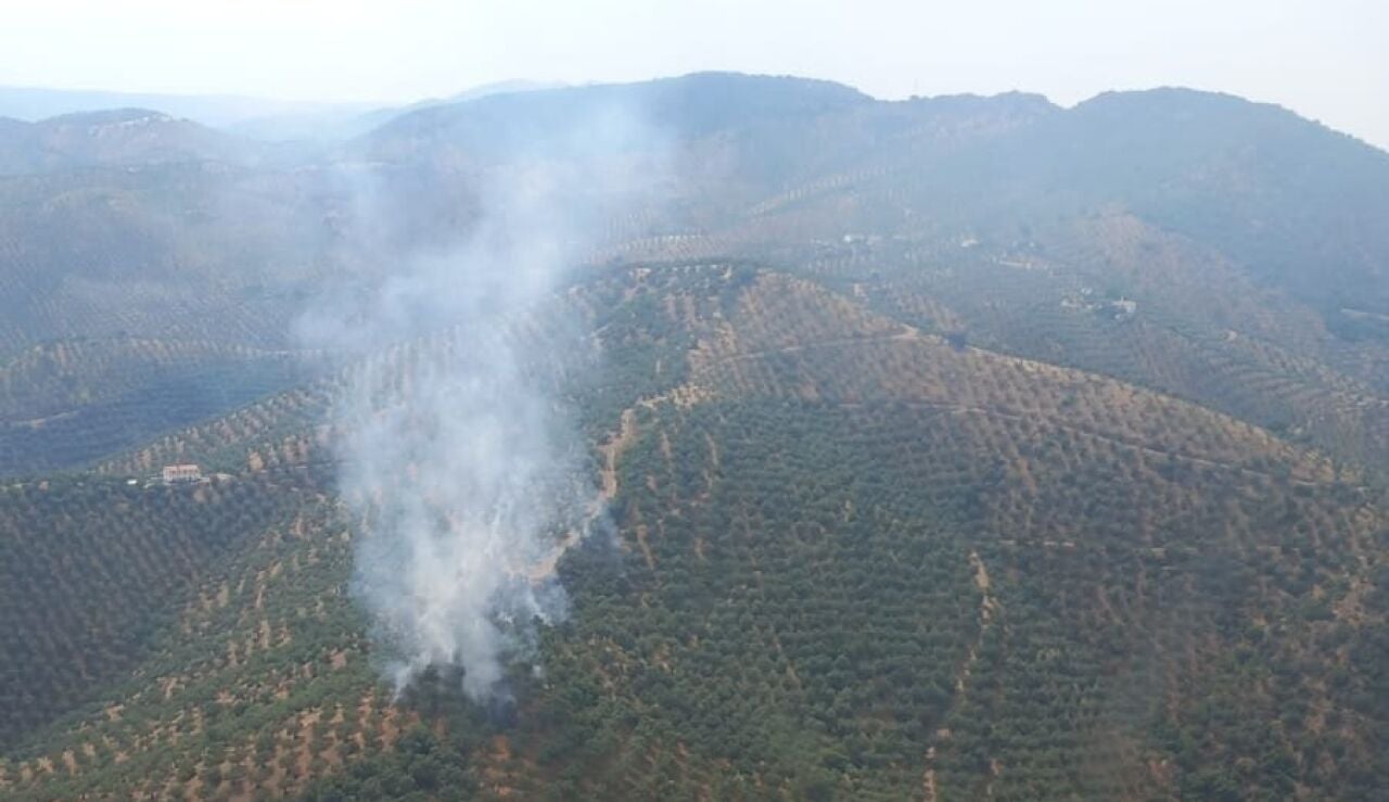 Zona agr&iacute;cola incendiada en Pozoblanco (C&oacute;rdoba) a causa del impacto de un rayo