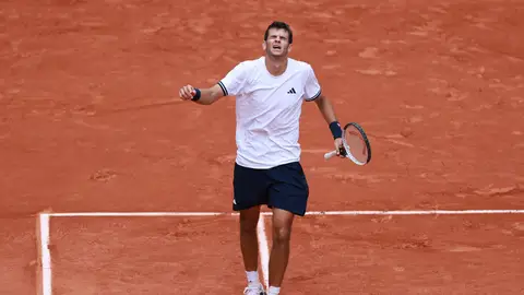 Rafa Jódar celebra un punto ante Pablo Carreño Rafa Jódar celebra un punto ante Pablo Carreño