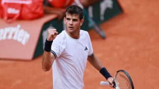 Rafa J&oacute;dar celebra un punto ante Pablo Carre&ntilde;o