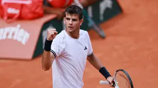 Rafa Jódar celebra un punto ante Pablo Carreño Rafa Jódar celebra un punto ante Pablo Carreño