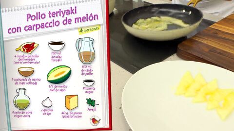 Ingredientes Pollo teriyaki con carpaccio de melón