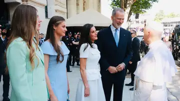 Los Reyes en el Ayuntamiento de Madrid donde han recibido el Papa León XIV Los Reyes en el Ayuntamiento de Madrid donde han recibido el Papa León XIV