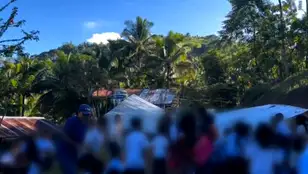 Niños colegio terremoto