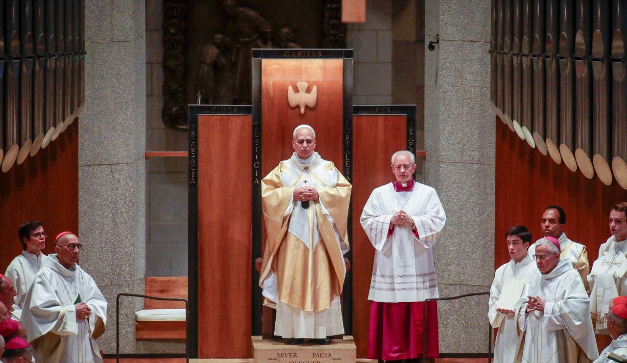 Papa Le&oacute;n XIV en la bas&iacute;lica de la Sagrada Familia