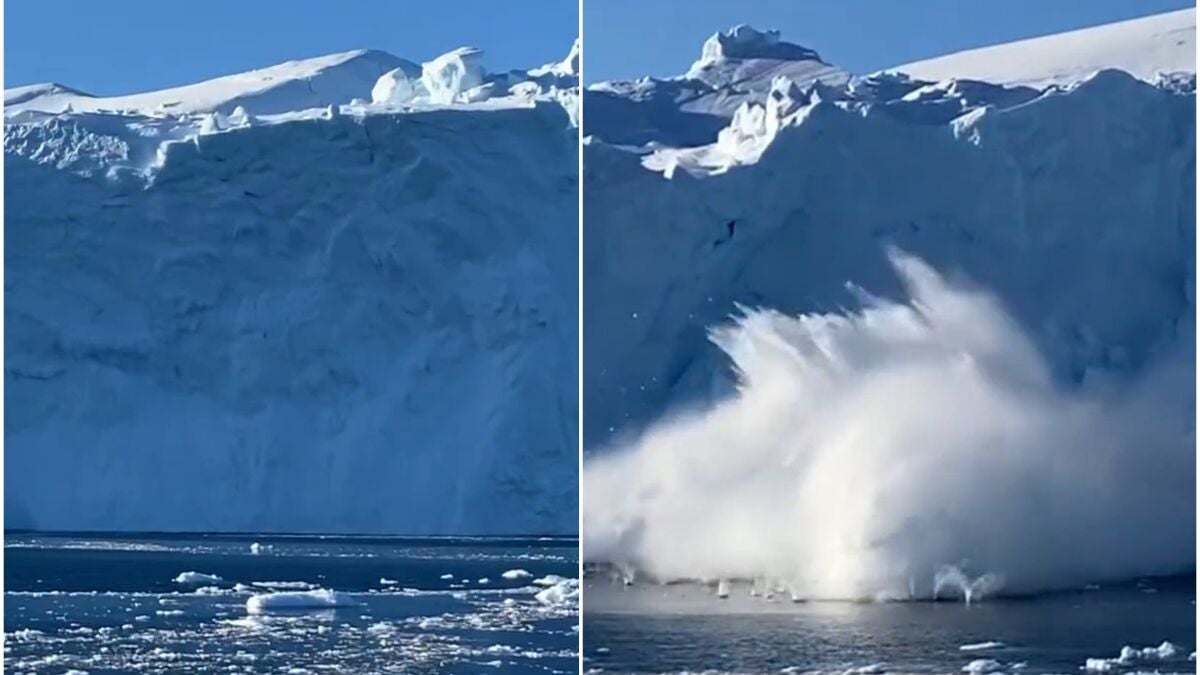 Vídeo: Un iceberg se desprende generando una ola gigante fre