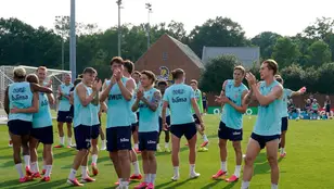 Los futbolistas de Noruega, en un entrenamiento en Carolina del Norte