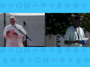 El Papa con inmigrantes.