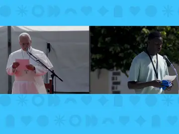 El Papa con inmigrantes. El Papa con inmigrantes.