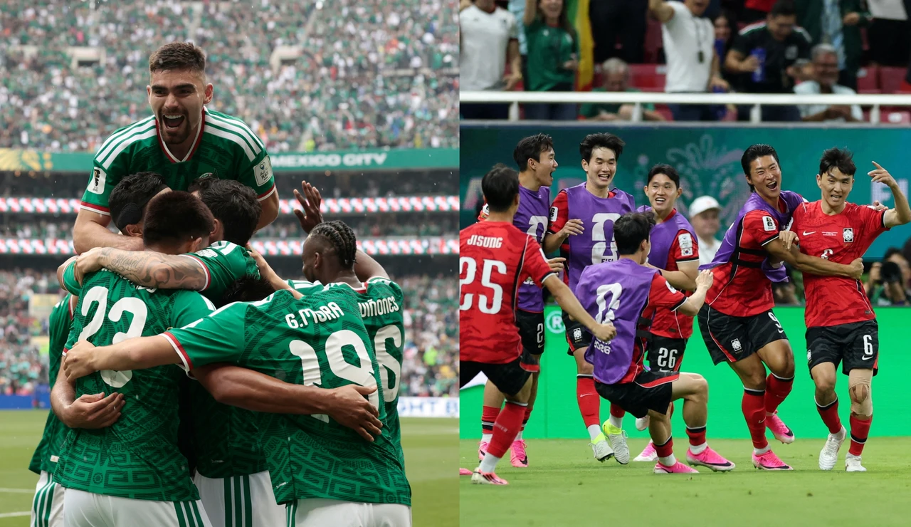 Los futbolistas de México y Corea del Sur celebran los goles ante Sudáfrica y República Checa