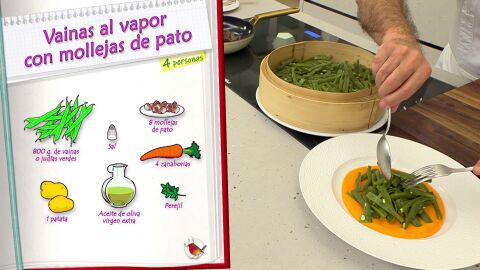 Ingredientes Vainas al vapor con mollejas de pato