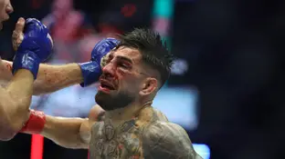 Ilia Topuria, en su combate ante Justin Gaethje Ilia Topuria, en su combate ante Justin Gaethje
