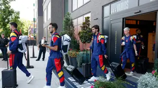 Jugadores de la selección española durante su salida hacia Atlanta, en Chattanooga Jugadores de la selección española durante su salida hacia Atlanta, en Chattanooga