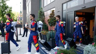 Jugadores de la selecci&oacute;n espa&ntilde;ola durante su salida hacia Atlanta, en Chattanooga