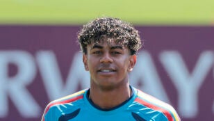 Lamine Yamal, durante el entrenamiento con Espa&ntilde;a