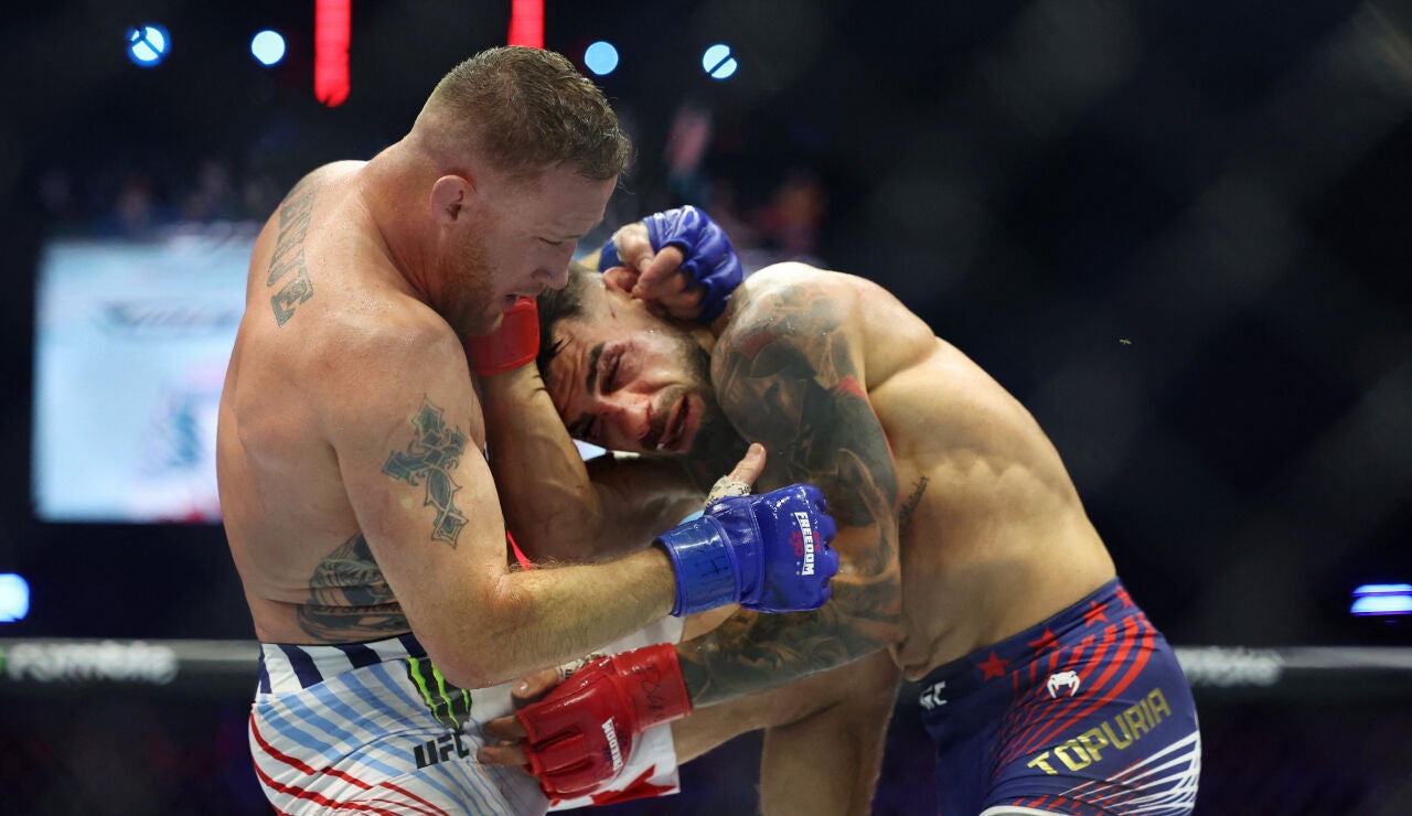 Justin Gaethje en la pelea ante Ilia Topuria en la Casa Blanca