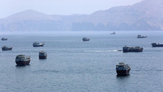 KHASAB, June 20, 2026 -- This photo taken on June 20, 2026 shows the Strait of Hormuz near Khasab, a small town in northern Oman.,Image: 1111433575, License: Rights-managed, Restrictions: , Model Release: no , Credit line: Wen Xinnian / Xinhua News / Europa Press Editorial licence valid only for Spain and 3 MONTHS from the date of the image, then delete it from your archive. For non-editorial and non-licensed use, please contact EUROPA PRESS. Wen Xinnian / Xinhua News / Europa Press / Cont...
