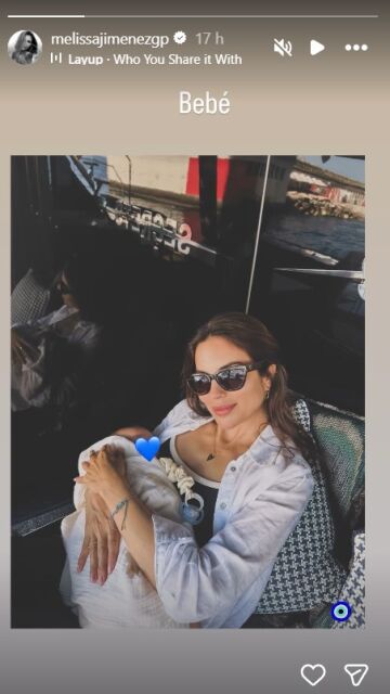 Melissa Jiménez en una story de instagram con su hijo