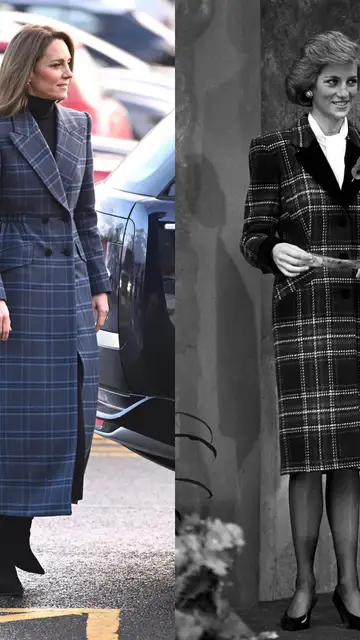 Kate Middleton y Diana Spencer con una chaqueta con estampado tartán Kate Middleton y Diana Spencer con una chaqueta con estampado tartán