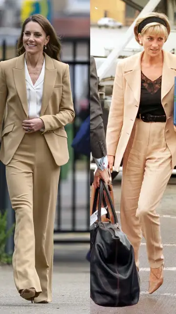 Kate Middleton y Diana Spencer con un traje color caramelo Kate Middleton y Diana Spencer con un traje color caramelo