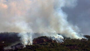 Vista del incendio de Congosto, entre las localidades de Congosto, Cobrana, Rodanillo y Santa Marina del Sil