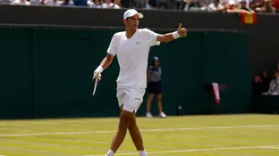 Rafa Jódar durante su partido ante Gill en Wimbledon Rafa Jódar durante su partido ante Gill en Wimbledon