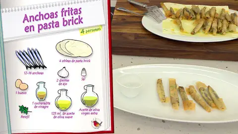 Ingredientes Anchoas fritas en pasta brick Ingredientes Anchoas fritas en pasta brick