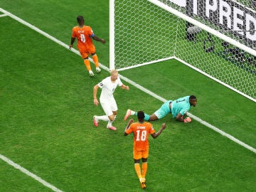 Erling Haaland celebra su gol ante Costa de Marfil (1-2)