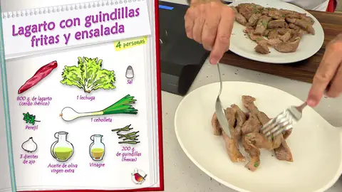 Ingredientes Lagarto con guindillas fritas y ensalada Ingredientes Lagarto con guindillas fritas y ensalada