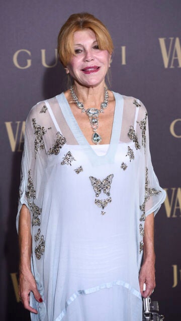 Baronesa Thyssen con un collar de aguamarina