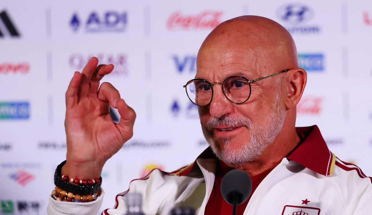 Luis de la Fuente, en la rueda de prensa en Los Ángeles