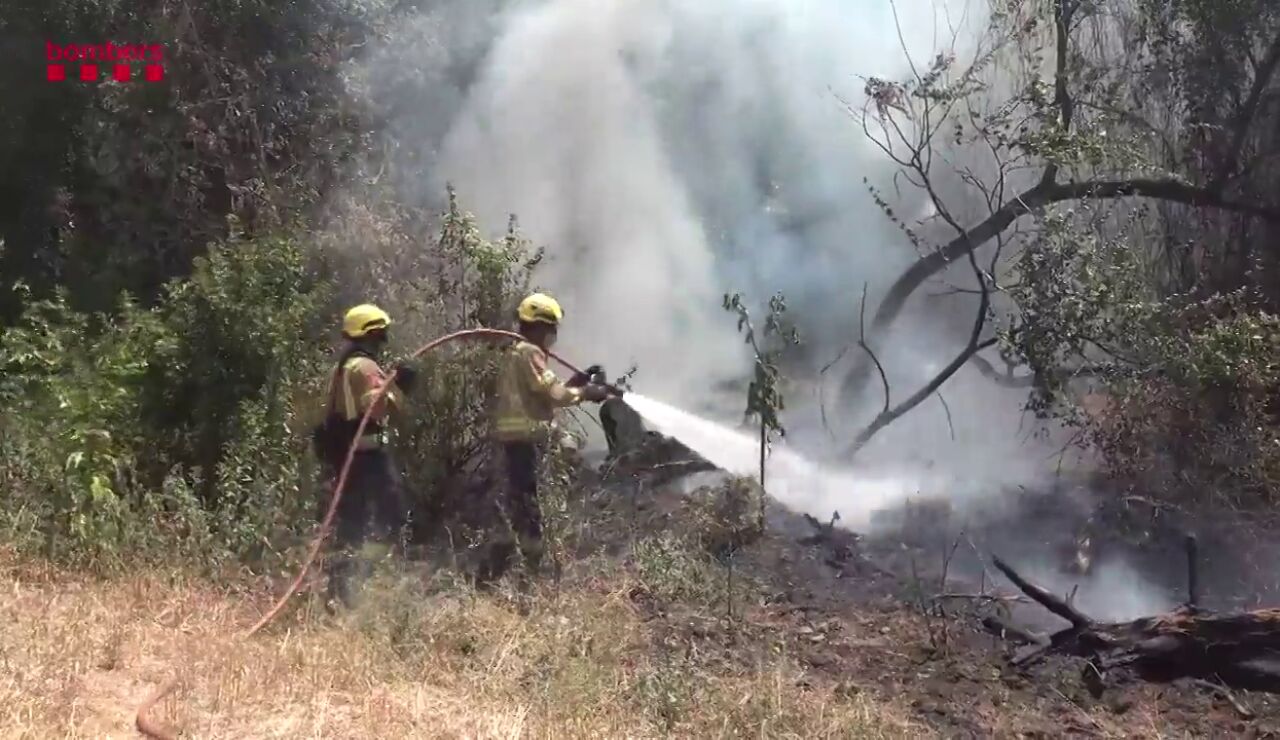 Imagen de los Bombers de Catalu&ntilde;a trabajando en la zona del incendio