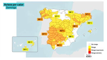 Avisos por calor para el domingo 5 de julio.