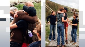 Imagen del reencuentro con su familia 