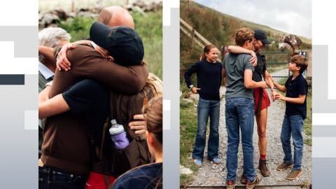 Imagen del reencuentro con su familia 