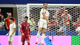 Mikel Merino celebra su gol ante Portugal en Dallas