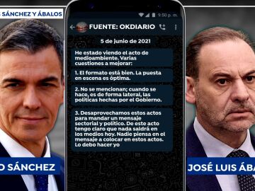 Filtraci&oacute;n de mensajes entre S&aacute;nchez y &Aacute;balos.