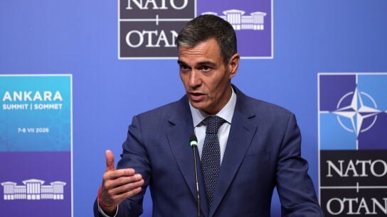 El presidente del Gobierno de Espa&ntilde;a, Pedro S&aacute;nchez, en la cumbre de la OTAN