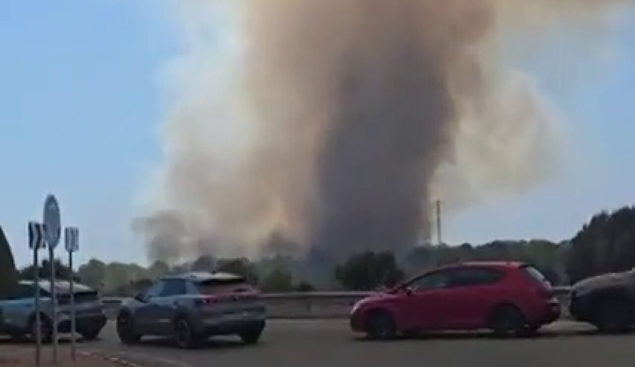 M&aacute;s de un millar de vecinos confinados por un incendio forestal en Mont-roig del Camp (Tarragona)