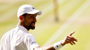 Novak Djokovic durante las semifinales de Wimbledon ante Jannik Sinner