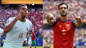 Mbappé y Mikel Merino Mbappé y Mikel Merino