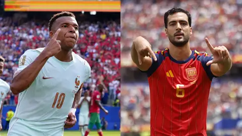 Mbappé y Mikel Merino Mbappé y Mikel Merino