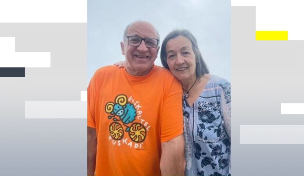 Imagen de Alazne Solabarrieta Lecea y Koldo Olalde, en un cartel de b&uacute;squeda tras el terremoto