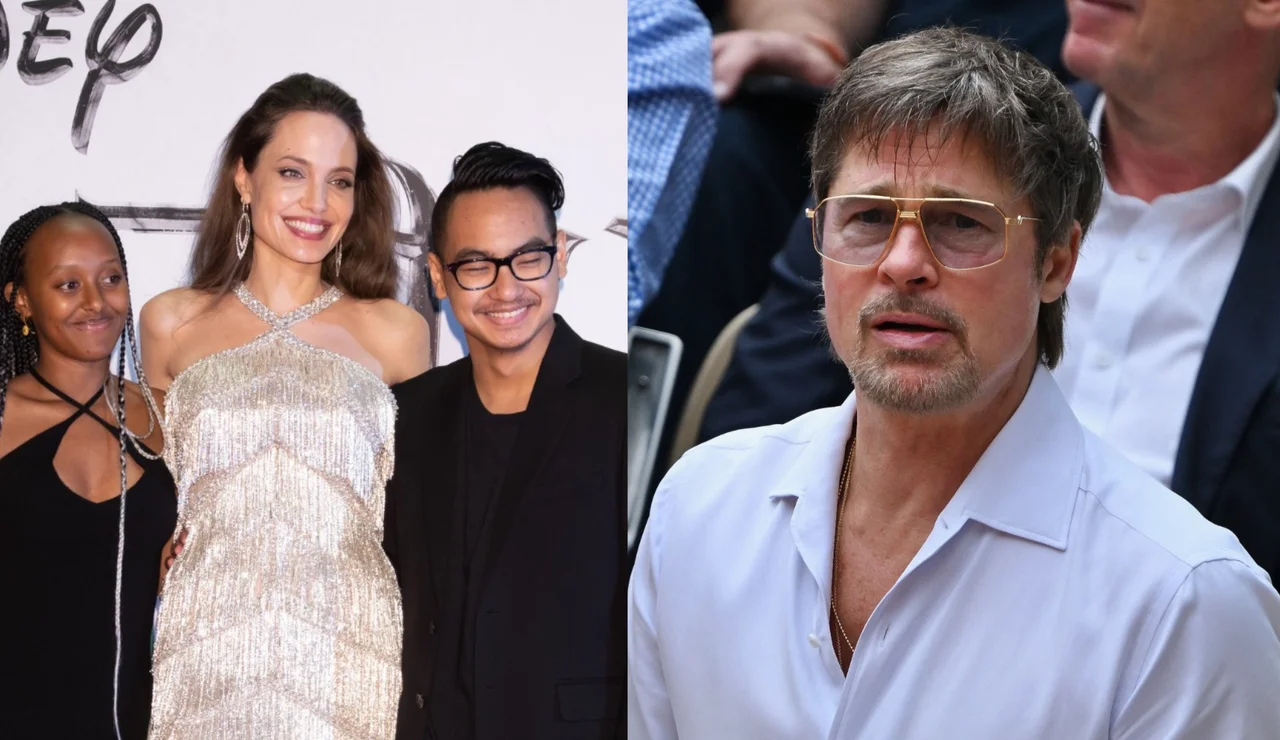 Angelina Jolie y Brad Pitt, con sus hijos Zahara y Maddox