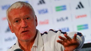 Didier Deschamps, en la rueda de prensa en Dallas