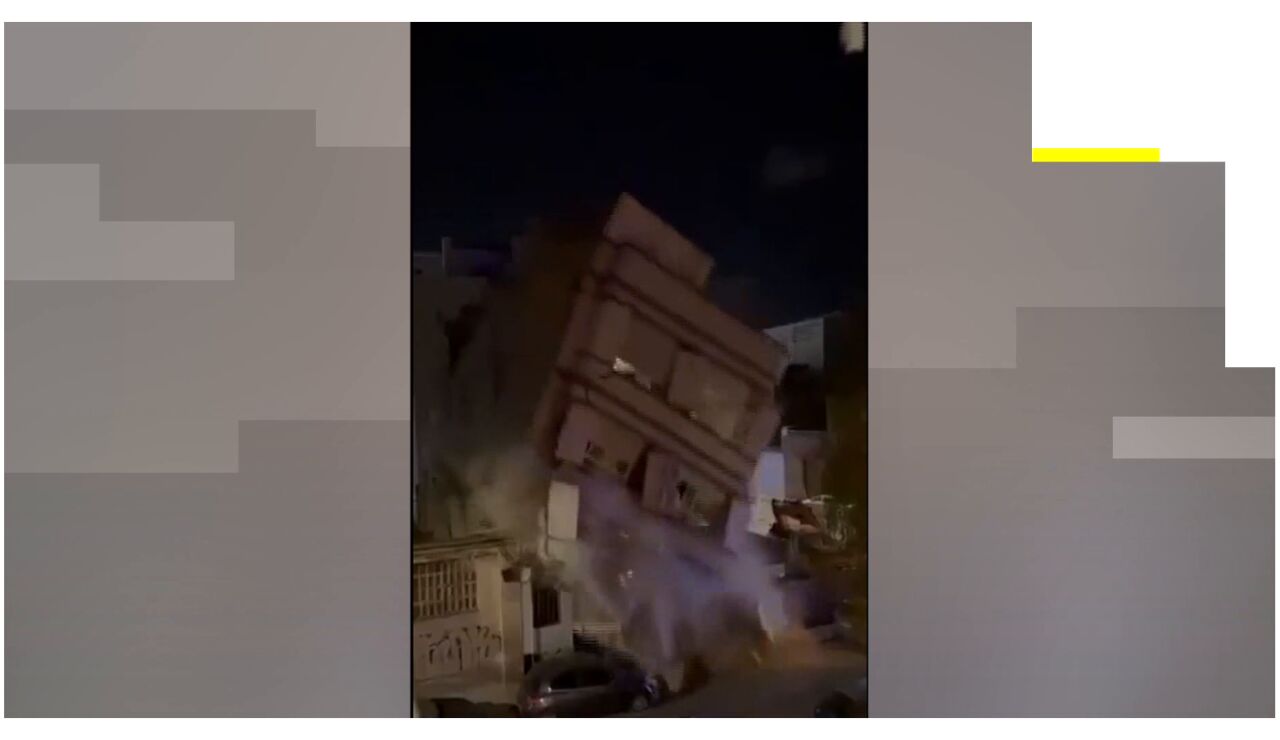 Imagen del edificio derrumb&aacute;ndose