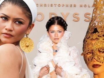 Montaje con los looks de Zendaya en el tour de La Odisea