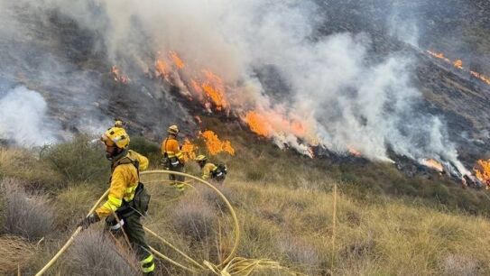 Los bomberos trabajan para apagar las llamas